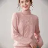 Otoño e Invierno Doble Hilo Engrosado Cálido Interior Cachemir Tejido Suéter de Cuello Alto para Mujer Tejido Base Suelto para Mujer