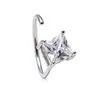 Ear Cuff Cuadrado de Circonita de Estilo INS Transfronterizo Europeo y Americano para Boda, Pendiente de Cobre Chapado en Oro Real de 18K de Alta Calidad para Mujer