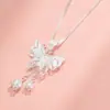 Collar de Lirio Mariposa en Anillo Moda para Mujer Nuevo Estilo Chino Temperamento Gama Alta Lujo Ligero Borla de Seda Cadena para Clavícula de Mariposa