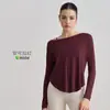 Roupa de Yoga Costurada Aido Rayon para Mulheres, Top de Yoga Soltinho Fora do Ombro, Roupa Esportiva Fitness Estilo Casual Preguiçoso, Manga Longa