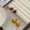 Pendientes de Gancho para Oreja Flor Eterna para Mujer Pendientes de Diseño de Nicho de Lujo Ligero Estilo Retro Hong Kong Elegante Lazo Pendientes de Zirconia Rosa