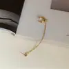 Brincos de pino S925 com corrente e franja, estilo coreano moderno, peça única, estilo frio, clipe personalizado para cartilagem da orelha sem furo na orelha