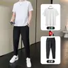 [Conjunto de Dos Piezas] Camiseta Deportiva para Hombre 2026 Verano Sensación de Hielo Cuello Redondo Top Versátil para Correr Camiseta de Secado Rápido