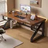 Mesa de computador em madeira maciça, design simples e moderno de piso, estilo nórdico para escritório, jogos, trabalho e estudo