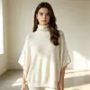 Novo Suéter de Tricô com Capa de Gola Alta Feminino Estilo Preguiçoso Solto Macio Aderente Outono Inverno Cor Sólida Sem Mangas Peça Externa Lenço