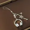 Corrente de Celular Fofa em Formato de Fone de Ouvido Musical Estilo Ins, Pingente para Mochila de Celular, Chaveiro de Nota Musical, Pingente de Alta Qualidade