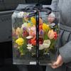 Caixa de flores tulipa Shangjin, caixa quadrada de acrílico transparente, caixa de embalagem para flores, caixa de arranjo de flores, caixa de flores para celebrantes cibernéticos faça você mesmo
