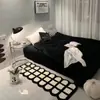 Alfombra Estilo Crema Ins Imitación Cachemir Engrosada Dormitorio Antideslizante Absorbente de Agua Resistente al Desgaste Manta de Mesita de Noche Venta al por Mayor Cobertura Completa