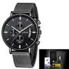 Reloj de pulsera para hombre LIGE de malla de Milán para exportación, esfera multifunción de cuarzo, ventana de calendario curva, reloj impermeable