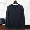 Outono e Inverno 2026 Novo Estilo Suéter de Cashmere Grosso de Fio Duplo com Sete Pontos Gola V Masculino Manga Longa Solto Casual