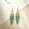 Pendientes Bohemios de Cristal con Borlas Largas Estilo Étnico Retro Accesorios de Moda de Verano para Viajes para Mujer