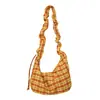 2026 Verano Nuevo Estilo Coreano Bolso Cruzado de Hombro de Gran Capacidad con Cuadros Negros y Grises y Encaje Bolso de Lona Simple de Moda para Mujer