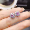 Venta al por mayor de fábrica Pendientes de Zafiro Rosa Natural Más Vendidos Plata S925 Incrustada Piedra Principal 3*4 Joyería de Lujo Venta Directa de Fábrica