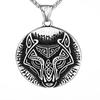 Collar de Acero Inoxidable Vintage Nórdico para Hombre con Colgante de Lobo Celta Lunavan