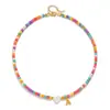 Collar Bohemian Style Europeo y Americano con Letras, Conchas, Corazón de Amor, Cuentas de Arroz de Color Mixto, Colgante de Corazón de Melocotón, Cadena para Clavícula