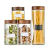 Pote de Vidro Espesso para Armazenamento com Tampa de Bambu, Pote Selado para Uso na Cozinha, Recipiente para Armazenamento de Alimentos e Grãos, Mais Vendido Transfronteiriço