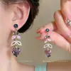 Pendientes de flor con circonita y aguja de plata, diseño moderno y simple, pendientes de nicho, dulces y versátiles, pendientes de alta gama