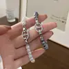 Pulsera de Perlas Redondas con Zirconia Super Brillante, Pulsera Versátil Exquisita Estilo Coreano Estilo Ins, Joyería con Sensación de Lujo Ligero y Gama Alta