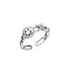 Anillo liso plateado de cuerpo completo de fábrica cara sonriente estrella de cinco puntas apertura anillo individual retro hacer viejo plata tailandesa anillo rojo neto