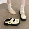 Tamancos fechados de sola grossa estilo fada para mulheres, novos sandálias Mary Jane Birkenstock de renda francesa outono 2026