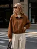 Chaqueta corta de mujer con cuello para figuras petite, corte holgado, adelgazante, casual y versátil, con cierre de cremallera