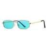 Gafas de Sol Metálicas con Montura Ovalada Transfronteriza para Mujer, Estilo Retro Moderno, Montura Pequeña, Protección UV de Verano, Gafas de Sol Sencillas para Fotografía para Hombre