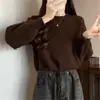 Suéter Pequeño de Color Sólido Estilo Coreano Simple Relajado para Mujer, Moda Pulóver Holgado con Cuello Redondo y Cordón, Transfronterizo Primavera 2026