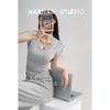 Top Sexy de Corte Ajustado con Cuello en V y Manga Corta para Mujer, Estilo Delgado, Cintura Adelgazante, Camiseta con Bajo Curvo Fruncido, Estilo Corto de Moda