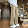 Pantalones casuales para hombre, pantalones versátiles de pierna ancha recta holgada de moda vintage, pantalones de trabajo de algodón para jóvenes, color sólido lavado de otoño