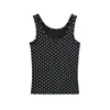 Top de amarrar com bolinhas cinzas da moda para mulheres, estilo coreano, sem costas, justo ao corpo, valoriza a silhueta, versátil, sem mangas