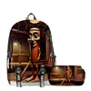Temporada de Regreso a Clases Mochila Personas de Palo de Madera y Bestia Marina Tungtungtung Mochila Estuche para Lápices de Doble Capa Juego de Dos Piezas