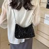 Bolso Tote de Nicho con Lentejuelas para Mujer 2024 Nuevo Moderno a la Moda Combinable Estilo Occidental Baguette Francés Hombro Cruzado Popular en Internet Bolso Grande