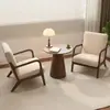 Cadeira Sofá Individual de Madeira Maciça Nórdica para Sala de Estar Estudo Hotel B&B Recepção Varanda Café Loja de Chá com Leite