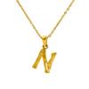 Colar Simples de Moda Transfronteiriça Europeia e Americana Aço Inoxidável Ouro 18K Personalizado Hip-Hop Textura Bambu Pingente 26 Letras