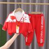 Terno Infantil de Primavera e Outono para Menino, Bonito, de Três Peças, Roupas de Outono para Bebê, Roupas para Bebê em Estilo Ocidental, Roupas da Moda para Menino, Um Ano de Idade