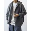 Cardigan com Capuz de Tricô Estilo Old Money Masculino Retrô Americano Cleanfit Preguiçoso e Relaxado Jaqueta Curta de Tricô