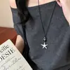 Collar Colgante de Cerámica con Diseño de Nicho Coreano de Pez Estrella para Mujer Estilo Largo Versátil Cadena de Cordón Negro Accesorio Simple