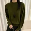 Suéter de Lana de Cuello Medio Alto para Mujer 2026 Otoño/Invierno Nuevo Estilo Perezoso Holgado Versátil Color Sólido Manga Larga Top de Punto