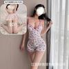 Traje Sexy y Sexy con Estampado Floral de Cerezas Que Se Puede Usar Afuera, No Hay Necesidad de Quitarse los Tirantes, Pijama de Cuello en V y Almohadilla en el Pecho, Cómodo para el Hogar