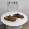 Recomendado para Gente Perezosa: Zapatos para Mujer de Cuero Genuino con Suela Gruesa y Punta Cerrada, Mocasín Medio, Primavera 2026, Zapatos Estilo Birkenstock con Hebilla Retro que Aumentan la Altura para Mujeres Bajitas