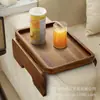 Bandeja para reposabrazos de sofá de bambú transfronteriza, soporte plegable para control remoto de sala de estar y teléfono móvil, clip de mesa para plato de frutas y bebidas