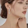 Pendientes Franceses de Metal Doble Fila Full Diamond Microincrustados de Circonita Minimalistas Lujo Ligero Adornos Elegantes Pendientes de Gota de Agua Corazón Joyería
