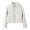 Amazon Transfronterizo Otoño 2024 Nuevo Joker Lana Suave Solapa Bolsillo Cremallera Abrigo Chaqueta para Mujer