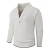 Suéter de malha falso de duas peças, suéter quente com gola virada para homens, camisa POLO de outono e inverno, suéter de lã com decote duplo em V, blusa casual para homens