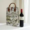 Dos Botellas de Vino Tinto Bolso de Mano Vino Doble Bolsa de Cuero Bandolera Bolsa de Vino Tinto Bolsa de Almacenamiento de Vino Caja Vacía de Regalo