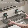 Estante de Almacenamiento Rectangular Gris Pistola Espacio Aluminio Cocina Baño Montaje en Pared Sin Taladro Estante de Baño