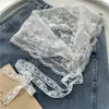 Bufanda triangular de encaje para mujer, a la moda, multiusos, combinada con un accesorio de cinturón de alta gama, versátil bufanda de seda, chal, cinturón para la cintura y pañuelo para la cabeza