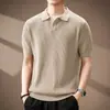 Camiseta Polo de Punto de Manga Corta con Cuello de Solapa acanalado Estilo Old Money Italiano para Hombre, Nueva Tendencia de Verano Transpirable