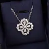 Collar Harry Winston versión alta collar trébol de cuatro hojas HW colgante forma de flor calada oro V full diamond artesanía exquisita regalo