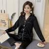 Pijama de Sarga Espiga tipo Seda para Mujer Entrada-lujo Popular Traje de Internet Manga Larga Seda Helada Ropa para el Hogar para Primavera y Verano pijama